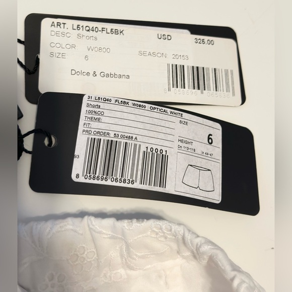 Dolce&Gabbana White Eyelet Girls Shorts Size 6 NWT - Picture 5 of 8